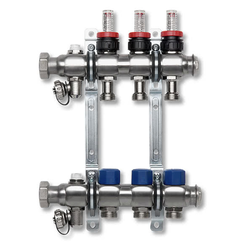 Коллектор из нержавеющей стали с регулируемыми датчиками потока и термостатами SANHA